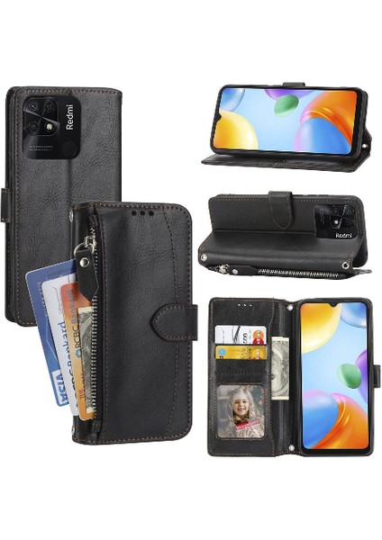 Mellow Shop Xiaomi Redmi 10C Için Flip Case Pu Deri Kayış Kart Tutucu Kickstand (Yurt Dışından)