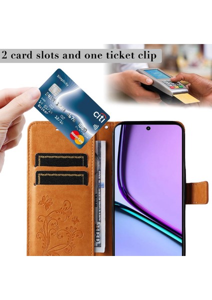 Realme C67 4g Flip Kickstand Manyetik Kapak Için Kart Yuvası Standı ile Kılıf (Yurt Dışından) indirimleri