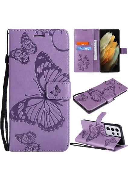 Samsung Galaxy S21 Ultra Manyetik Kapak Flip Kickstand Pu Deri (Yurt Dışından)