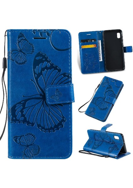 Samsung Galaxy A10E Için Flip Case Kart Yuvası Standı ile Kickstand Pu Çevirin (Yurt Dışından)
