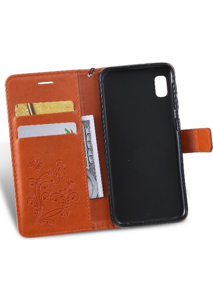 Samsung Galaxy A10E Için Flip Case Kart Yuvası Standı ile Kickstand Pu Çevirin (Yurt Dışından) modelleri