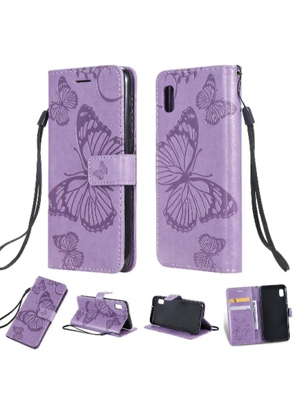 Samsung Galaxy A10E Için Flip Case Kart Yuvası Standı ile Kickstand Pu Çevirin (Yurt Dışından)