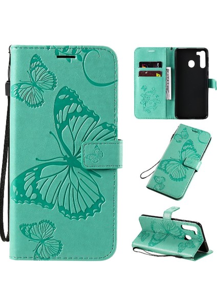 Samsung Galaxy A21 Flip Case Kickstand Pu Deri Darbeye ile (Yurt Dışından)