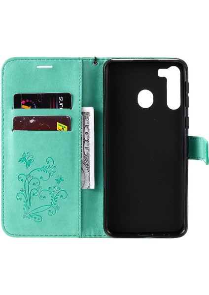 Samsung Galaxy A21 Flip Case Kickstand Pu Deri Darbeye ile (Yurt Dışından) modelleri