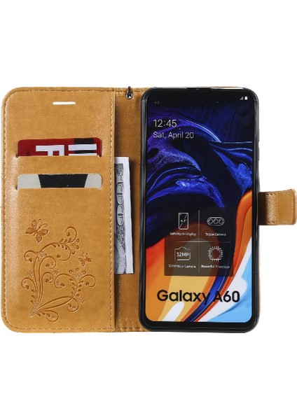 Kart Yuvası Standı ile Samsung Galaxy A60 Için Kılıf Pu Deri Flip Kickstand (Yurt Dışından)