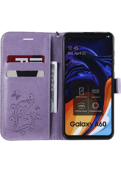 Kart Yuvası Standı ile Samsung Galaxy A60 Için Kılıf Pu Deri Flip Kickstand (Yurt Dışından)