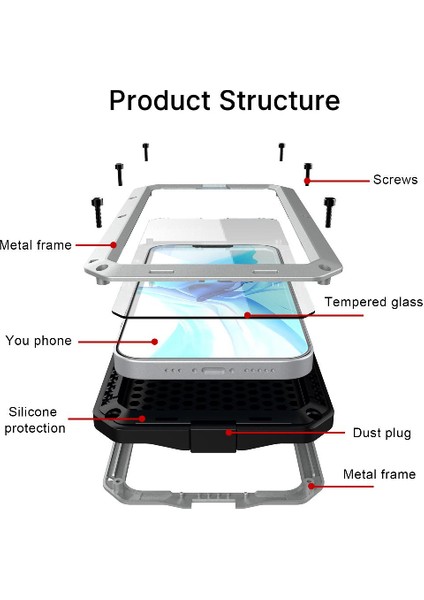Iphone 13 Için Kılıf Pro Max Alüminyum Alaşım Metal Kasa 360 Tam Vücut Kapak (Yurt Dışından)
