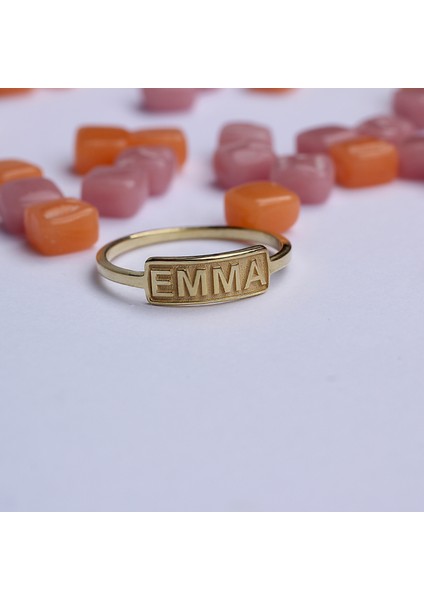 Kişiye Özel Isimli Minimal Bar Gümüş Yüzük fiyatları