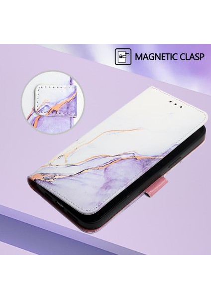 Realme 12 Pro 5g Için Kickstand Cüzdan Pu Deri Mermer Desen (Yurt Dışından)