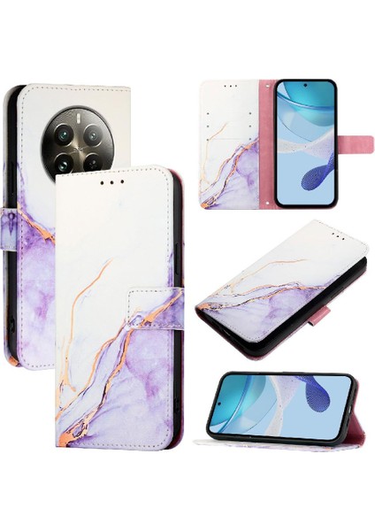 Realme 12 Pro Artı 5g Cüzdan Mermer Desen Pu Deri Kickstand Için Kılıf (Yurt Dışından)