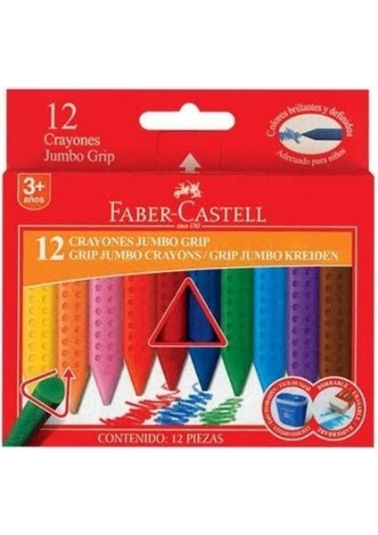 Castell Grip Jumbo Wax Crayon Pastel Boya 12 R