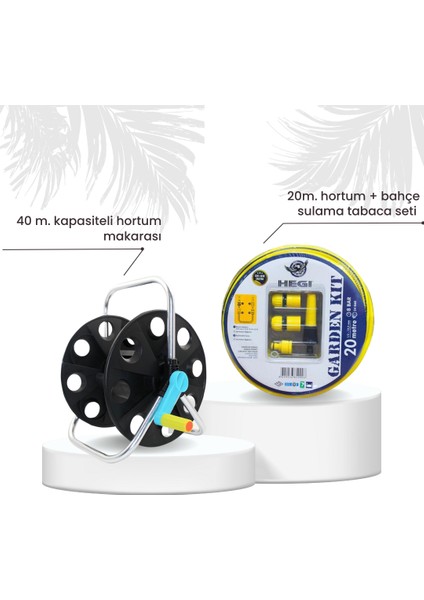 20 Metre Bahçe Sulama Hortum ve Makara Seti