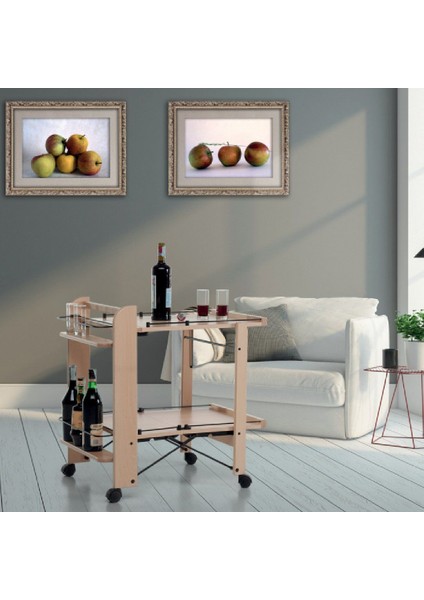 Servıce, Servis Katlanabilir Ahşap Arabası Doğal Renk fırsatları