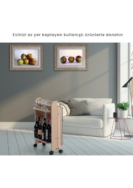 Servıce, Servis Katlanabilir Ahşap Arabası Doğal Renk indirimleri