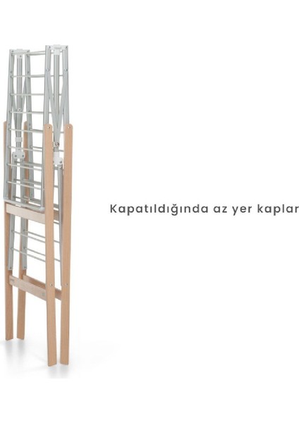 Cıak Katlanabilir Ahşap/alüminyum Çamaşır Kurutmalık Ceviz Rengi
