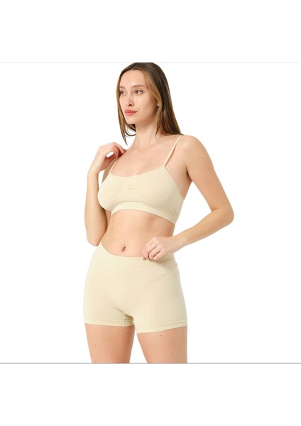 Dantel Fit Dikişsiz Şort ve Bralet Takımı