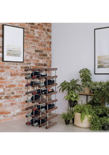 Ilcanantiniere Ahşap Modüler Şişe Rafı Siyah/alüminyum Renk indirimleri