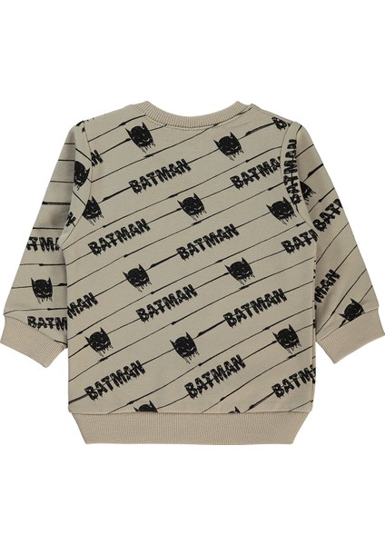 Batman Erkek Bebek Sweatshirt 6-18 Ay Açık Bej