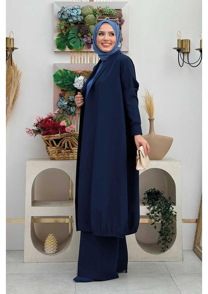 Kimono Bel Lastikli Pantolon Takım 8560 Lacivert fiyatları