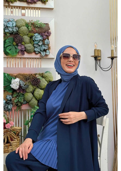 Kimono Bel Lastikli Pantolon Takım 8560 Lacivert fırsatları