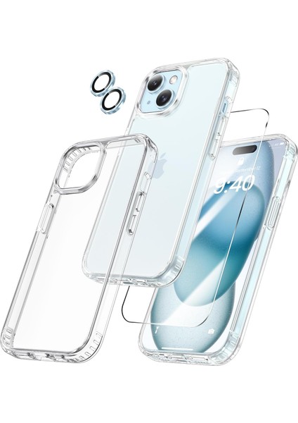 iPhone 13 Şeffaf Kılıf, Kamera Lens Koruyucu, Cam Ekran Koruyucu 3'in 1 Süper Set