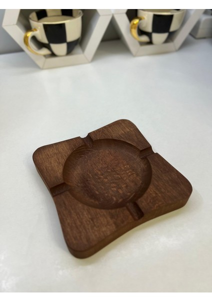 Ahşap El Yapımı Küllük Koyu Renk Kayın Ağacı