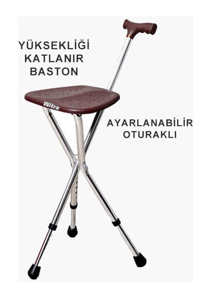 Ithal Oturaklı Baston (Yüksekliği Ayarlanır)Yürüteç Baston Son Sistem