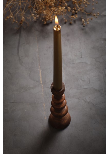 Doğal Ahşap Şamdan (Kayın Ağacından 18CM)