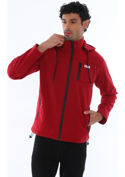 Erkek Soft Jel Kumaş Kapüşonlu Bordo Su Geçirmez Spor Fermuarlı Yağmurluk - 1501 modelleri