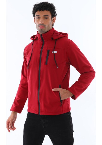 Erkek Soft Jel Kumaş Kapüşonlu Bordo Su Geçirmez Spor Fermuarlı Yağmurluk - 1501 fırsatları