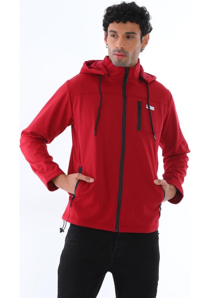 Erkek Soft Jel Kumaş Kapüşonlu Bordo Su Geçirmez Spor Fermuarlı Yağmurluk - 1501 indirimleri