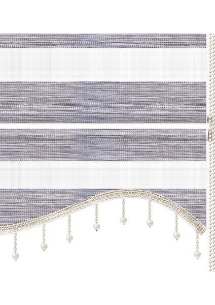Soft Bamboo Gri Beyaz Kırçıllı Zebra Perde ( Etek Boncuklu ) fırsatları