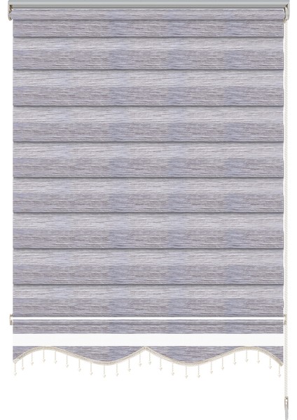 Soft Bamboo Gri Beyaz Kırçıllı Zebra Perde ( Etek Boncuklu ) fiyatları