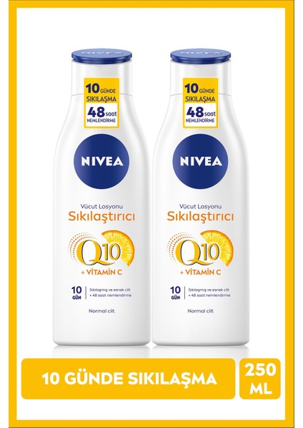 Q10 Sıkılaştırıcı ve C Vitaminli Vücut Losyonu 250 Ml, 48 Saat Nemlendirici, X2 Adet