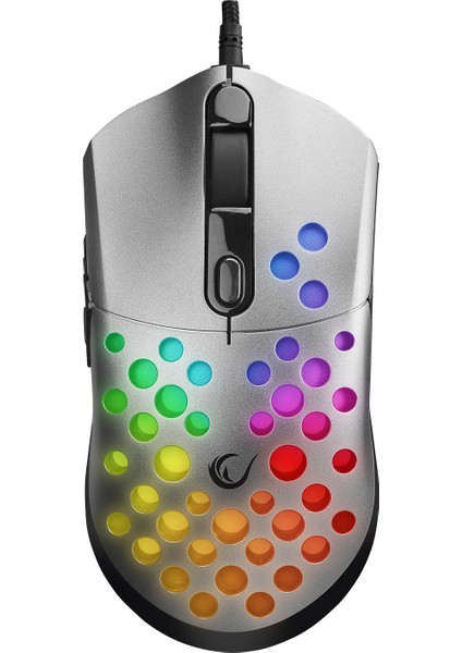 SMX-R66 Rocket Ultra Hafif Gümüş Rgb Ledli 12000DPI  Oyuncu Mouse