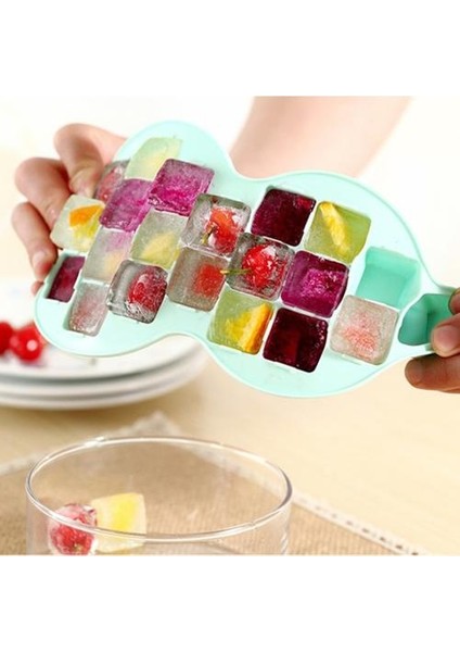 22 cm 21 Izgaralar Gıda Sınıfı Buzdolabı Dıy Buz Kutusu Buz Küp Kalıp Silikon Buz Tepsisi Kalıp ile Kapak ile Uygun Buz Makinesi Mutfak Aletleri | Dondurma Küvetleri (Yeşil) (Yurt Dışından) fiyatları