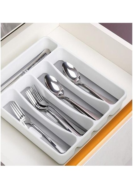 Plastik Çatal Tepsi Mutfak Çekmece Organizatör Ayrımı Kaşık Çatal Bıçak Raf Sofra Saklama Kutusu Için Çatal Organizatör | Depolama Tepsileri (5-Izgara) (Yurt Dışından) modelleri