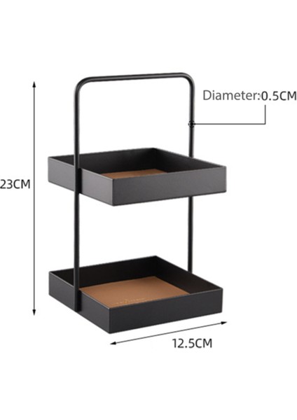 Iki Katmanlı Deri Pad Kare Metal Depolama Tepsisi Sundries Kozmetik Takı Tatlı Çay Depolama Oyuncak Doku | Depolama Tepsisi (S-2) S (Yurt Dışından)