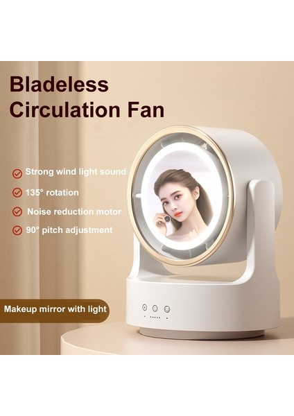 LED Işıklı Fan Kozmetik Ayna USB Fişi Salınımsız (Yurt Dışından)