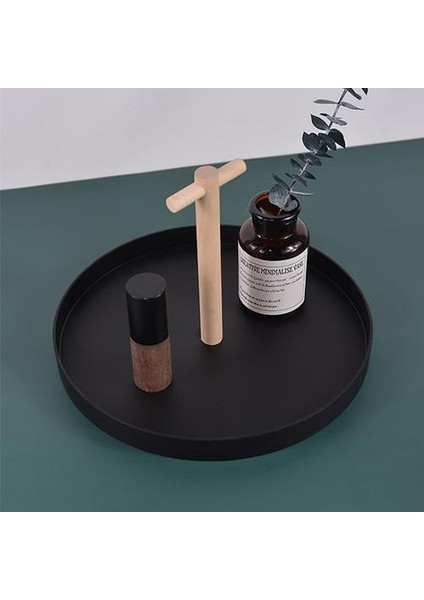 Cutelife Nordic Plastik Siyah Depolama Yuvarlak Tepsi Küçük Mutfak Gıda Kahve Tepsisi Kolu ile Dekoratif Takı Anahtar Masa Tepsileri | Depolama Tepsileri (Siyah) (Yurt Dışından)