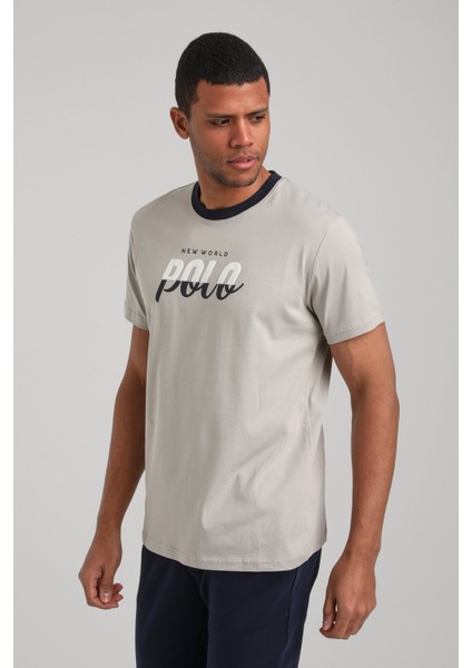 Bisiklet Yaka Gri Boyalı Slim Fit Tişört 24SSM20292