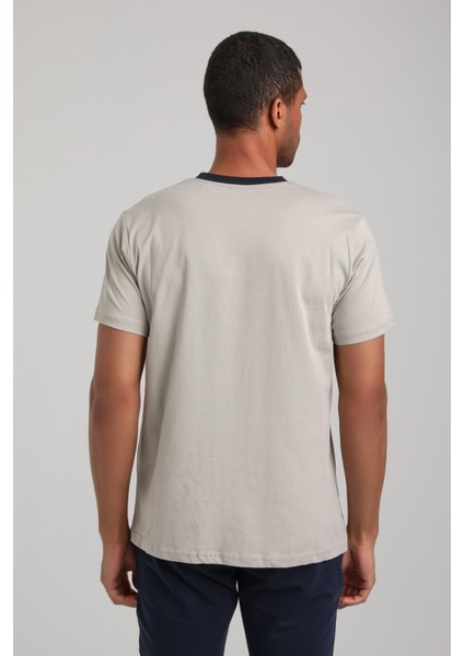 Bisiklet Yaka Gri Boyalı Slim Fit Tişört 24SSM20292