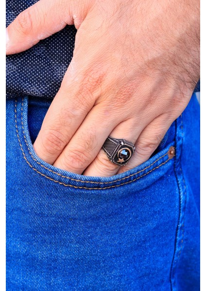 Ayyıldız Model Yakut Taşlı 925 Ayar Erkek Gümüş Yüzük 201013589 fiyatları