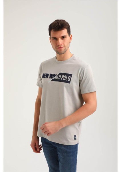 Bisiklet Yaka Gri Melanj Regular Custom Tişört 24SSM20266
