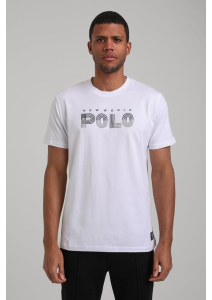 Bisiklet Yaka Beyaz Regular Custom Tişört 24SSM20320