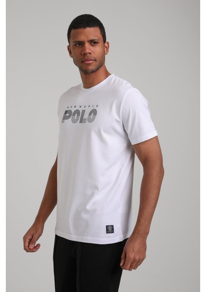 Bisiklet Yaka Beyaz Regular Custom Tişört 24SSM20320 indirimleri