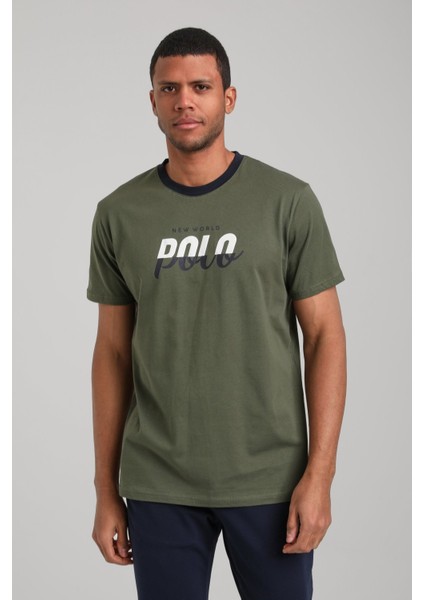 Bisiklet Yaka Haki Slim Fit Tişört 24SSM20292 fiyatları