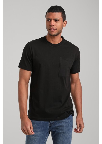 Bisiklet Yaka Siyah Slim Fit Tişört 24SSM20273