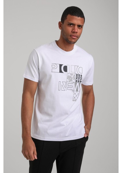 Bisiklet Yaka Beyaz Slim Fit Tişört 24SSM20295