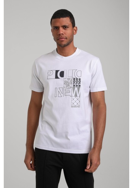 Bisiklet Yaka Beyaz Slim Fit Tişört 24SSM20295